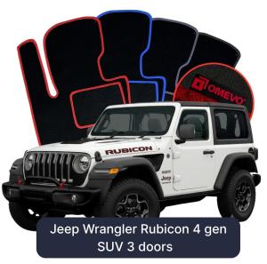 Dywaniki Welurowe OMEVO do Jeep Wrangler Rubicon 4 gen SUV 3 drzwi (2017-2026)