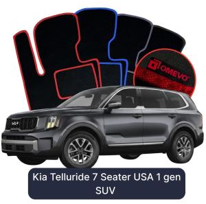 Dywaniki Welurowe OMEVO do Kia Telluride 7-osobowy USA 1 gen SUV (2019-2026)