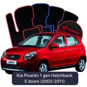 Dywaniki Welurowe OMEVO do Kia Picanto 1 gen Hatchback 5 drzwi (2003-2011)