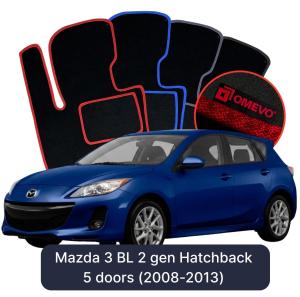 Dywaniki Welurowe OMEVO do Mazda 3 BL 2 gen Hatchback 5 drzwi (2008-2013)