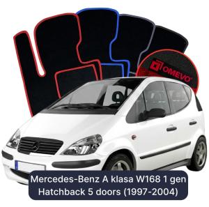 Dywaniki Welurowe OMEVO do Mercedes-Benz A klasa W168 1 gen Hatchback 5 drzwi (1997-2004)