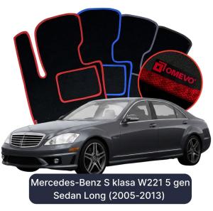Dywaniki Welurowe OMEVO do Mercedes-Benz S klasa W221 5 gen Sedan Long (2005-2013)