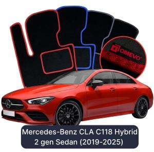 Dywaniki Welurowe OMEVO do Mercedes-Benz CLA C118 Hybryda 2 gen Sedan (2019-2025)