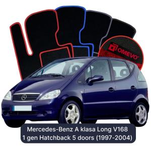 Dywaniki Welurowe OMEVO do Mercedes-Benz A klasa Long V168 1 gen Hatchback 5 drzwi (1997-2004)