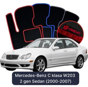 Dywaniki Welurowe OMEVO do Mercedes-Benz C klasa W203 2 gen Sedan (2000-2007)