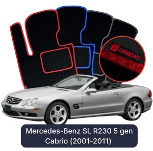 Dywaniki Welurowe OMEVO do Mercedes-Benz SL R230 5 gen Cabrio (2001-2011)