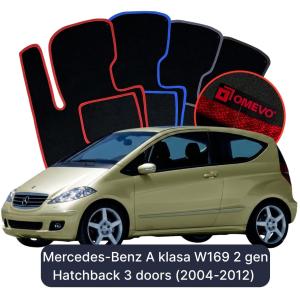 Dywaniki Welurowe OMEVO do Mercedes-Benz A klasa W169 2 gen Hatchback 3 drzwi (2004-2012)