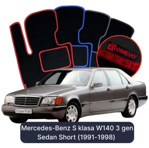 Dywaniki Welurowe OMEVO do Mercedes-Benz S klasa W140 3 gen Sedan Short (1991-1998)