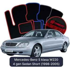 Dywaniki Welurowe OMEVO do Mercedes-Benz S klasa W220 4 gen Sedan Short (1998-2005)