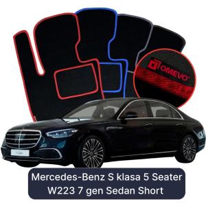 Dywaniki Welurowe OMEVO do Mercedes-Benz S klasa 5-osobowy W223 7 gen Sedan Short (2020-2026)