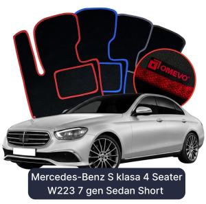 Dywaniki Welurowe OMEVO do Mercedes-Benz S klasa 4-osobowy W223 7 gen Sedan Short (2020-2026)
