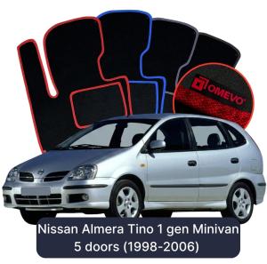Dywaniki Welurowe OMEVO do Nissan Almera Tino 1 gen Minivan 5 drzwi (1998-2006)