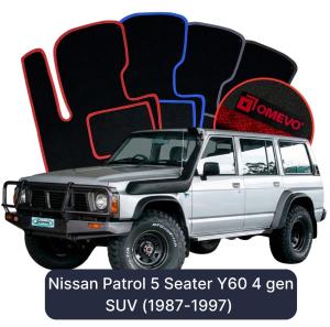 Dywaniki Welurowe OMEVO do Nissan Patrol 5-osobowy Y60 4 gen SUV (1987-1997)