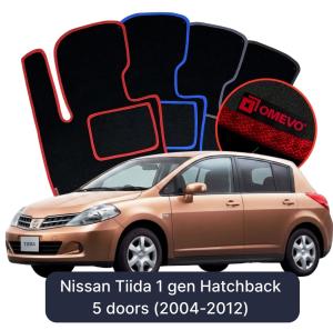 Dywaniki Welurowe OMEVO do Nissan Tiida 1 gen Hatchback 5 drzwi (2004-2012)