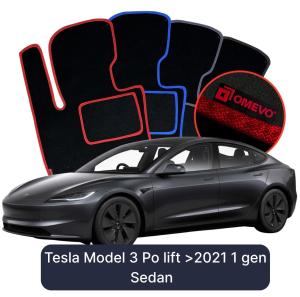 Dywaniki Welurowe OMEVO do Tesla Model 3 Po lift >2021 1 gen Sedan (2017-2026)