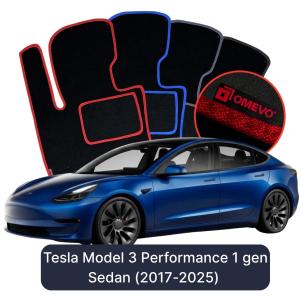 Dywaniki Welurowe OMEVO do Tesla Model 3 Performance 1 gen Sedan (2017-2025)