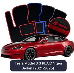 Dywaniki Welurowe OMEVO do Tesla Model S S PLAID  1 gen Sedan (2021-2025)