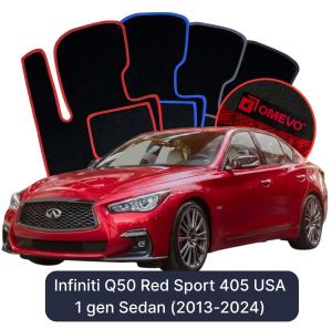 Dywaniki Welurowe OMEVO do Infiniti Q50  Red Sport 405 
USA  1 gen Sedan (2013-2024)