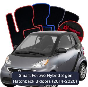 Dywaniki Welurowe OMEVO do Smart Fortwo Hybryda 3 gen Hatchback 3 drzwi (2014-2020)