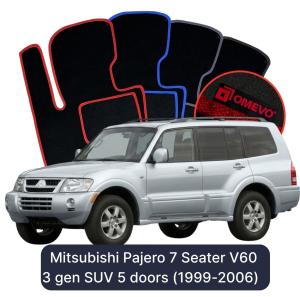 Dywaniki Welurowe OMEVO do Mitsubishi Pajero 7-osobowy V60 3 gen SUV 5 drzwi (1999-2006)