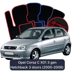 Dywaniki Welurowe OMEVO do Opel Corsa C X01 3 gen Hatchback 3 drzwi (2000-2006)