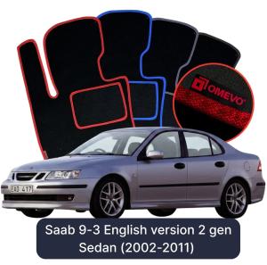 Dywaniki Welurowe OMEVO do Saab 9-3 Wersja angielska 2 gen Sedan (2002-2011)