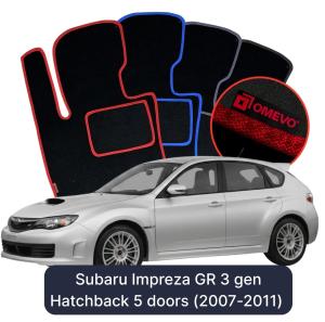 Dywaniki Welurowe OMEVO do Subaru Impreza GR 3 gen Hatchback 5 drzwi (2007-2011)