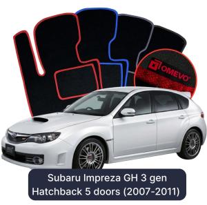 Dywaniki Welurowe OMEVO do Subaru Impreza GH 3 gen Hatchback 5 drzwi (2007-2011)