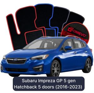 Dywaniki Welurowe OMEVO do Subaru Impreza GP 5 gen Hatchback 5 drzwi (2016-2023)