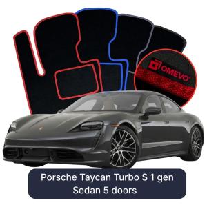 Dywaniki Welurowe OMEVO do Porsche Taycan Turbo S 1 gen Sedan 5 drzwi (2019-2026)