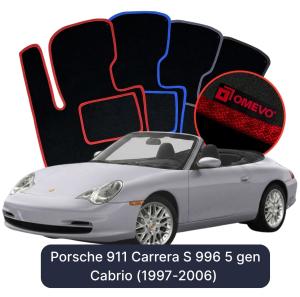 Dywaniki Welurowe OMEVO do Porsche 911 Carrera S 996 5 gen Cabrio (1997-2006)