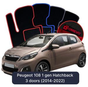 Dywaniki Welurowe OMEVO do Peugeot 108 1 gen Hatchback 3 drzwi (2014-2022)
