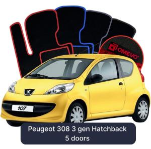 Dywaniki Welurowe OMEVO do Peugeot 107 1 gen Hatchback 3 drzwi (2005-2014)