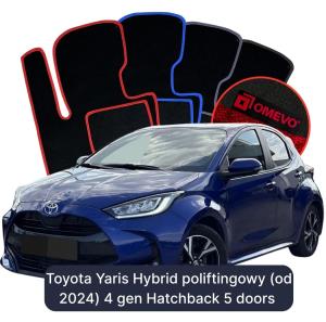 Dywaniki Welurowe OMEVO do Toyota Yaris Hybryda poliftingowy (od 2024) 4 gen Hatchback 5 drzwi (2020-2026)