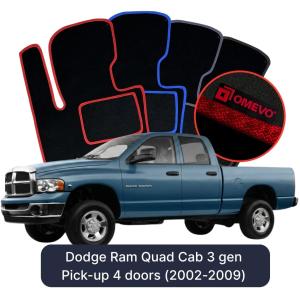 Dywaniki Welurowe OMEVO do Dodge Ram Quad Cab 3 gen Pick-up 4 drzwi (2002-2009)