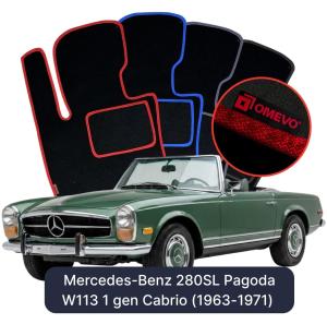 Dywaniki Welurowe OMEVO do Mercedes-Benz 280SL Pagoda W113 1 gen Cabrio (1963-1971)