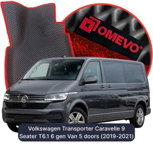 OMEVO 5D Pro EVA Dywaniki do Volkswagen Transporter Caravelle 9-osobowy T6.1 6 gen Van 5 drzwi (2019-2021)